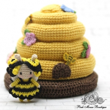 Miss Bumble Bee and Her Beehive amigurumi pattern by Pink Mouse Boutique