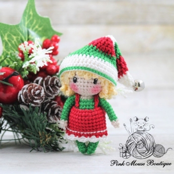 Tinsel, the Little Christmas Elf amigurumi pattern by Pink Mouse Boutique