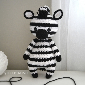 Zack the Zebra amigurumi pattern by All From Jade