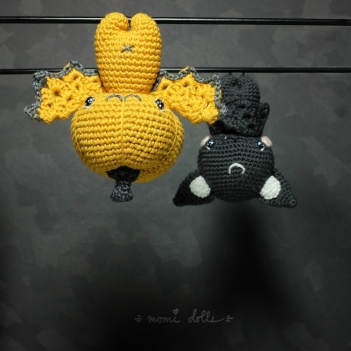 Swifty the Bat, and a Pumpkin Bat amigurumi pattern by Momi Dolls