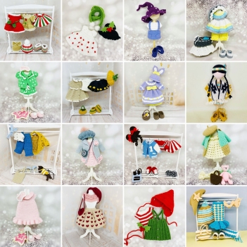 Doll clothes BUNDLE amigurumi pattern by Fluffy Tummy