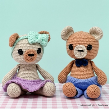 Ollie and Ellie the Bear amigurumi pattern by Whimsical Yarn Creations