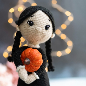 Wednesday Addams amigurumi pattern by Knotanotheryarn