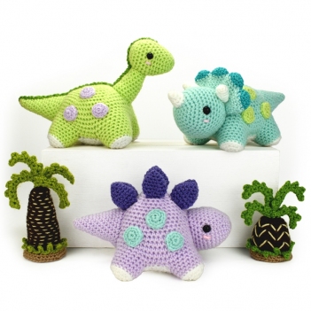 Dotty Dinosaurs - Tracy, Stig and Dorcas amigurumi pattern by Janine Holmes at Moji-Moji Design
