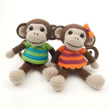 Mavis and Marvin the Monkeys amigurumi pattern by Janine Holmes at Moji-Moji Design