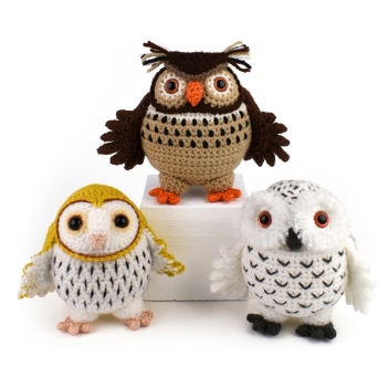 Three Little Owls - Sylvie, Eddie and Barney amigurumi pattern by Janine Holmes at Moji-Moji Design