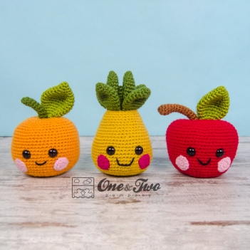 Alice, Oliver and Perry the Fruit Friends amigurumi pattern by One and Two Company