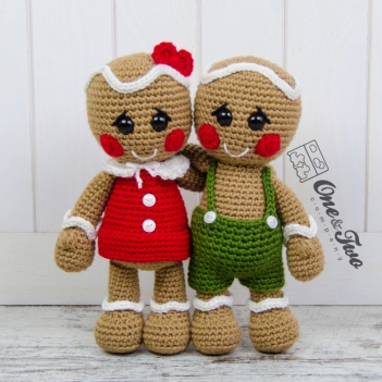 Nut and Meg the Gingerbreads amigurumi pattern by One and Two Company