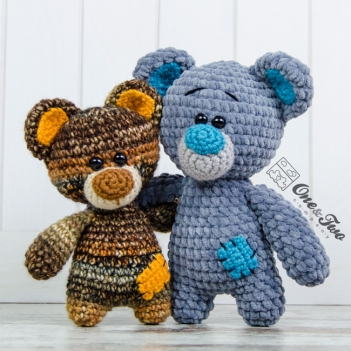 Patches the Little Teddy Bear  amigurumi pattern by One and Two Company