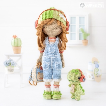 Friendy Sadie doll with Melody Dino ('AradiyaToys Friendies') amigurumi pattern by AradiyaToys