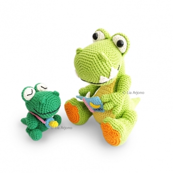 Rosy the T-Rex and Her Baby Boys amigurumi pattern by Lia Arjono