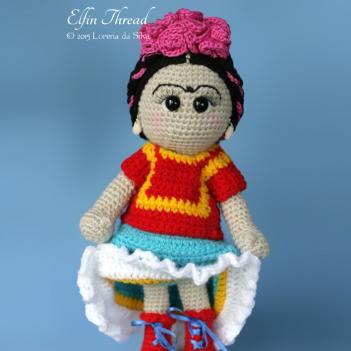 Frida Kahlo Doll amigurumi pattern by Elfin Thread