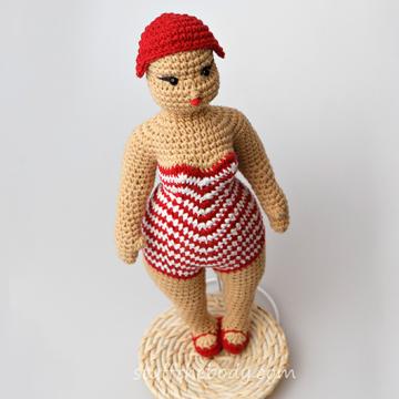Beach lady doll amigurumi pattern by StuffTheBody