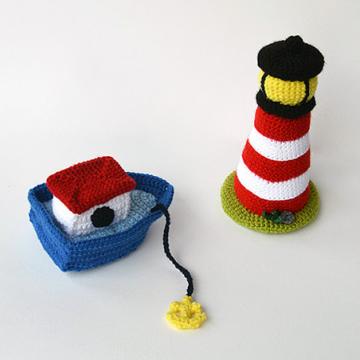 Lighthouse and boat amigurumi pattern by The Flying Dutchman Crochet Design