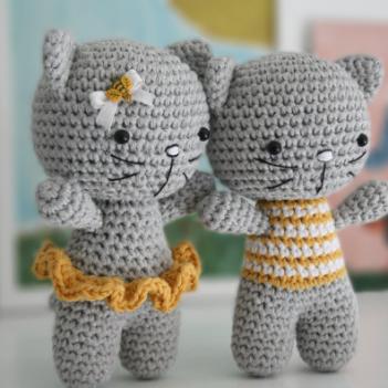 Small boy and girl cat amigurumi pattern