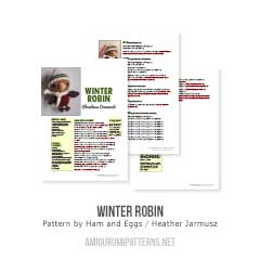 Winter Robin amigurumi pattern by Ham and Eggs / Heather Jarmusz